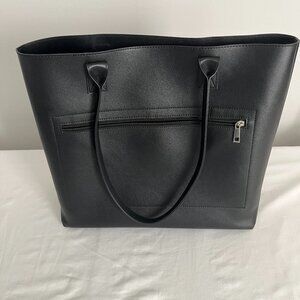 Modern Black Faux Leather Tote